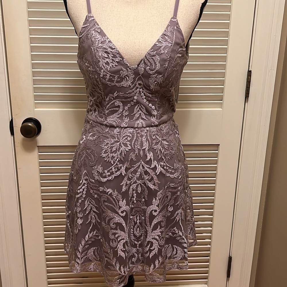 114. Speechless Lace Embroidered Dress in Mauve/Lavender